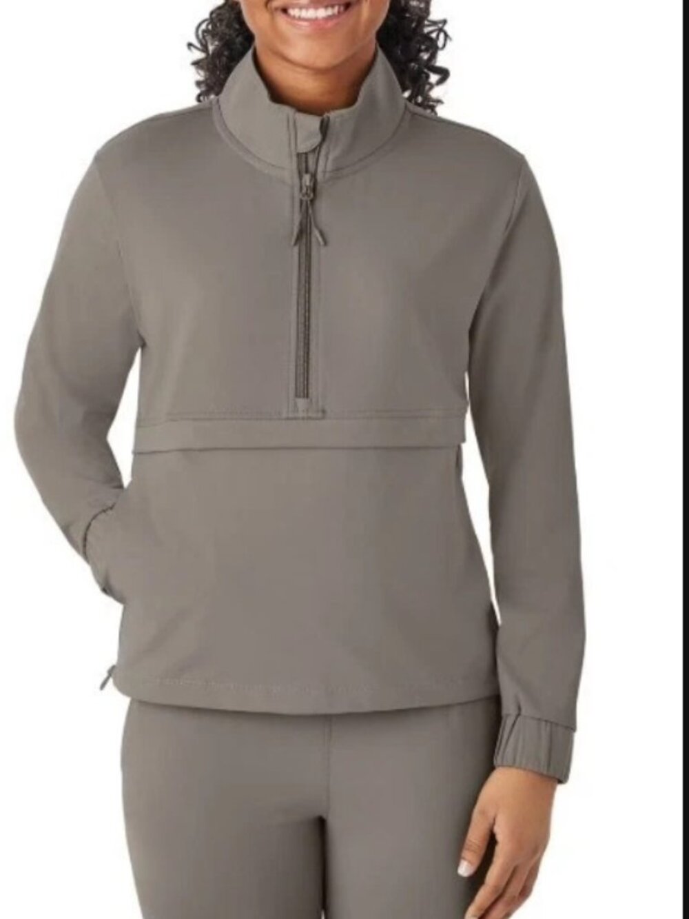 NWT! Member's Mark Gray Brown Pullover Quarter Zip w/ Kangaroo Zip Pocket